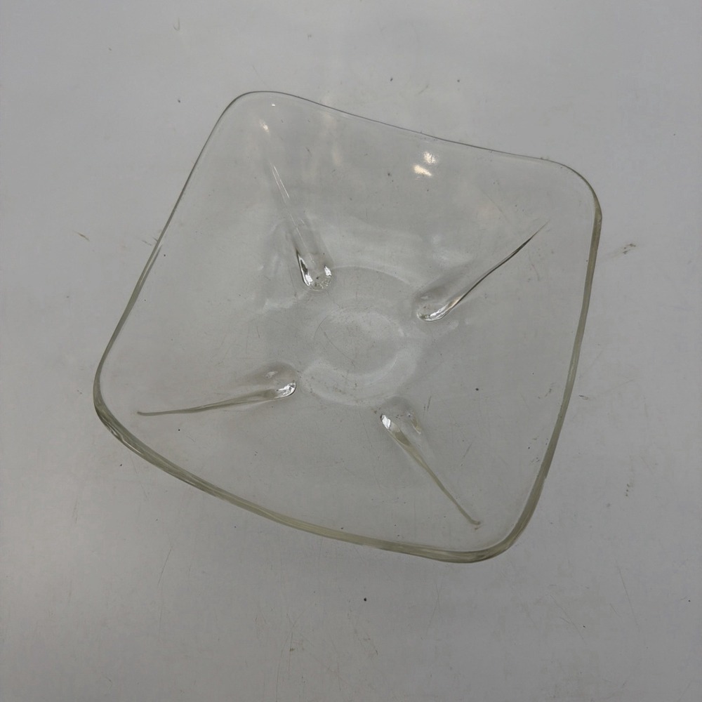 Vintage Anchor Hocking Swedish Modern Cut Oval Candy Nut Bowl Mid Century Modern